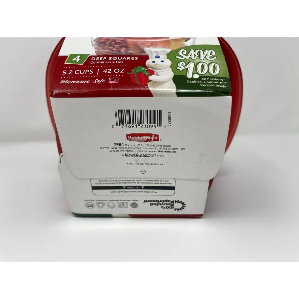 Rubbermaid TakeAlongs Limited Edition Red 5.2 Cup Square Containers Set of 4